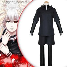 cosplay Anime kostuums Japanse anime Tokyo Ghoul rollenspel Kaneki Ken rollenspel Kom op hoodie jas shorts volledige set heren uniform maskC24320