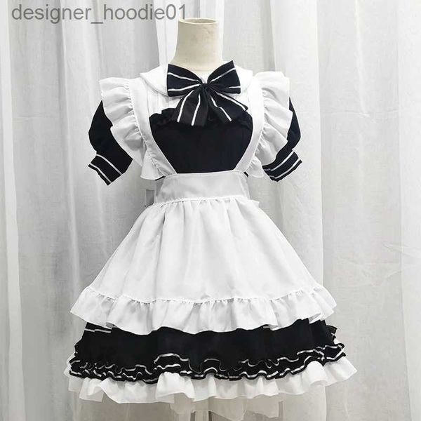 Cosplay Anime Costumes japonais noir et blanc diable femme de chambre habiller scène de fête jeu de rôle allez lapin uniforme femme Kaii Lolita jupeC24320