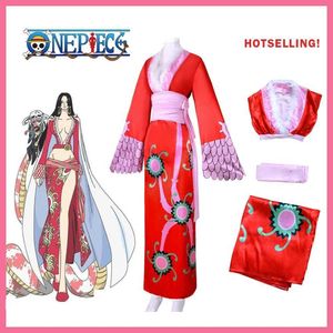 cosplay Costumes d'anime Jeu de rôle japonais BBoa Hancockk se produit dans des robes de kimono rouge empire sexy costumes d'anime fêtes pour femmes d'HalloweenC24321