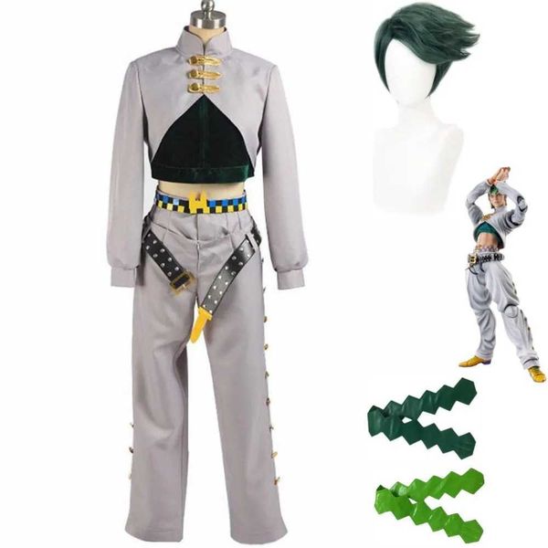 cosplay Disfraces de anime JoJos Fantasy Adventure Jojolands Rohan Kishibe Juego de roles Vamos pelucas uniformes grises cabello hombres mujeres conjuntos de HalloweenC24321