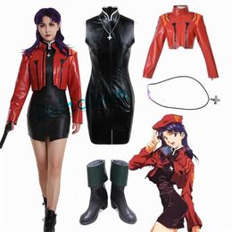 Cosplay Anime Costumes Katsuragi Misato jeu de rôle Cume perruque veste en latex robe sexy fille lapin ensemble chaussures animation complète EVA Halloween femmesC24321