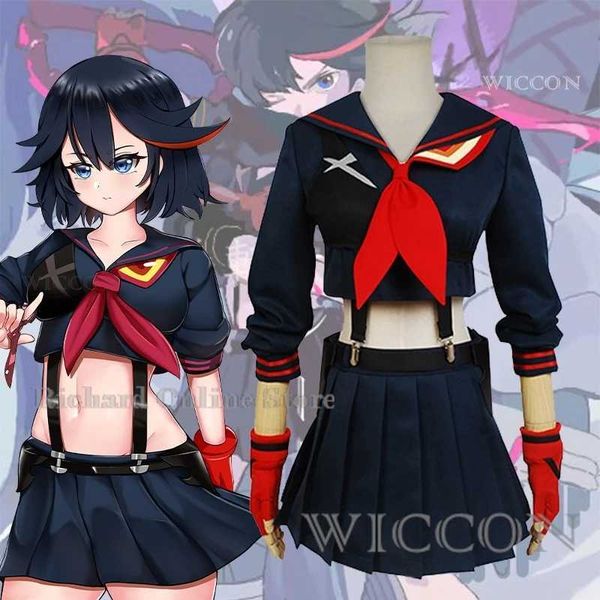 cosplay Disfraces de anime Kill La Kill Cosplay Matoi Ryuuko Cosplay Anime japonés Fiesta Halloween Chica Top Ski Dress WigC24321