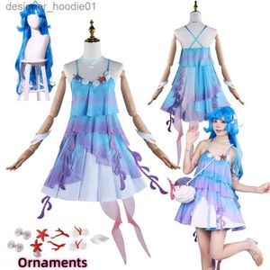 cosplay Anime Kostuums Lolita cosplay anime Merpeople Dolia Come Womens sexy jurk tas pruik set Halloween party uniform shell accessoiresC24320