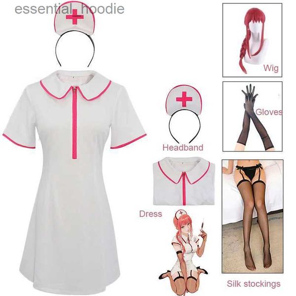cosplay Disfraces de anime Makima enfermera juego de rol anime cadena hombre Makima juego de rol enfermera disfraz uniforme peluca sexy Halloween girlC24321