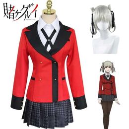 Cosplay Costumes d'anime Momobami Kirari jeu de rôle anime Kakegurui Kirari Momobami veste de jeu de rôle uniforme scolaire perruque Halloween girlC24321