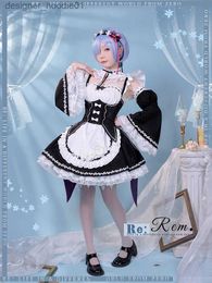 Cosplay Costumes d'anime Rem Lolita Maids le jeu de rôle apporte Robe Re zéro Kara Hajimeru Isekai Seikatsus Halloween apporte une robe Lolita féminineC24320
