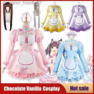 Cosplay Anime Costumes jeu de rôle Allez chocolat vanille jolie robe de femme de chambre carnaval fête chat fille paradis rose bleu Lolita skiC24320