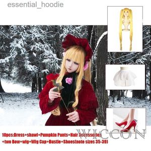 Cosplay Costumes d'anime Rozen Maiden Pure Ruby jeu de rôle Shinku robe rouge Halloween Lolita chapeau rouge fille perruque perruque chaussure jeu de rôle C24321