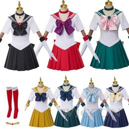 cosplay Anime Kostuums Sailor jurk pruik maan Tsukino Usagi rollenspel Meiou Setsuna Chibiusa meisje jurk Halloween set pruik party kostuumC24321