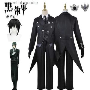 Cosplay Anime Costumes Sebastian Michaelis Cosplay Anime noir majordome Cosplay japon Cos venir manteau perruque unisexe hommes WearC24321