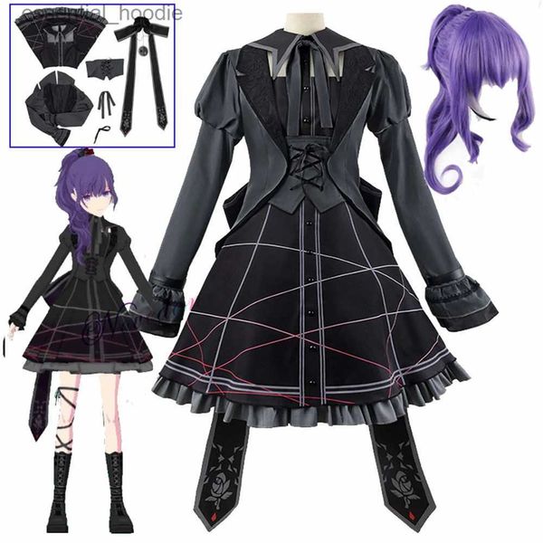 Cosplay Anime Costumes Sekai coloré scène exploit jeu de rôle Asahina Mafuyu femme de chambre Lolita robe noir uniforme jeu de rôle WigC24321