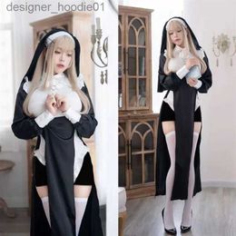 Cosplay Anime Costumes Sexy Nun Original Design Play-playing Chowbie Uniforme Black Sexy Robe Halloween de grande taille arrive Soonc24320