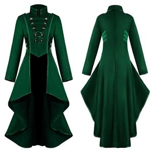 cosplay Anime Kostuums St. Patricks Day Vrouwen Cosplay Kom Mode Vakantie Feestrok Fe Lange Sle Knop Retro Jas PodiumkostuumC24321