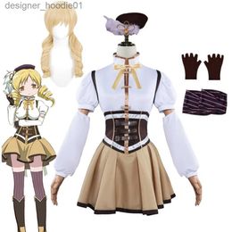 Cosplay Anime Costumes Tomoe Mami jeu de rôle anime Pu Magi Madoka Magica Lolita robe chapeau perruque ensemble Halloween fête setC24320