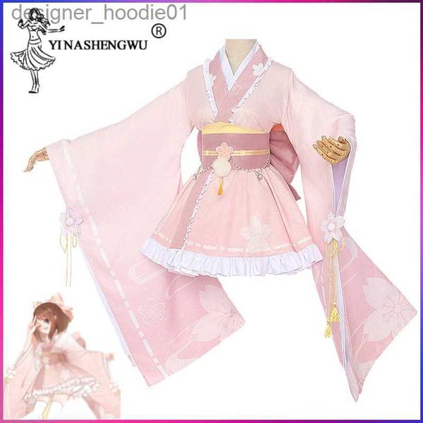 Costumes d'anime cosplay Uraraka Ochaco jeu de rôle pour anime mon héros costume académique kimono femme robe Lolita Noël fleur de cerisier skiC24320