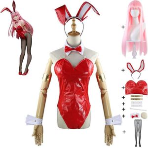 Costume de Cosplay Anime Darling In The Franxx Zero Two Code, perruque rose, uniforme de fille lapin, combinaison Sexy pour femme, Costume d'halloween