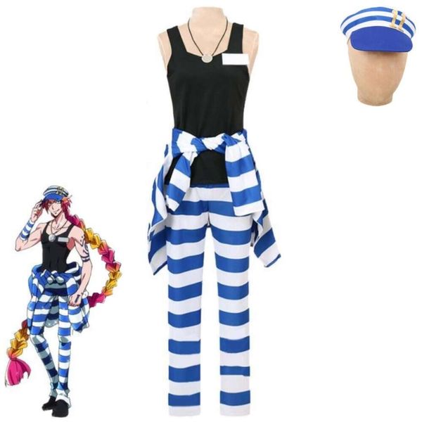 Costume de Cosplay Anime, maison de détention Naka Uno No, uniforme de Prison à rayures bleues et blanches, Costume d'halloween