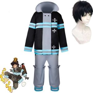 Cosplay de Anime Fire Force Enen No Shouboutai Shinra Kusakabe Asa Boiru, disfraz de Cosplay, peluca, uniforme de equipo especial, traje de Halloween