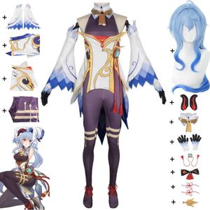 Cosplay Anime Game Genshin Impact Ganyu Gan Yu Cosplay Kostuum Pruik Hoorn Liyue Sexy Vrouw Jumpsuit Halloween Carnaval Party Pak