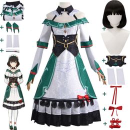 Cosplay Anime Game Genshin Impact Katheryne Cosplay Kostuum Pruik Liyue Harbor Adventurer Association Receptioniste Npc Meid Pak Halloween