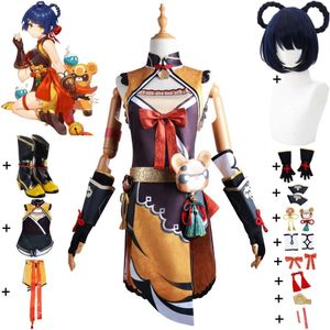 Cosplay Anime jeu Genshin Impact Xiangling Xiang Ling Cosplay Costume perruque chaussures Liyue Wanmin Restaurant mignon Loli uniforme Hallowen Costume