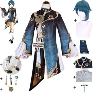 Cosplay Anime Game Genshin Impact Xing Qiu Xingqiu Cosplay Kostuum Pruik Schoenen Liyue Feiyun Commerce Guild Halloween Carnaval Party Pak