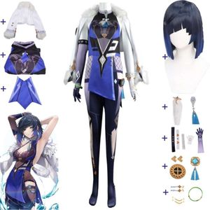 Cosplay Anime jeu Genshin Impact Yelan Ye Lan Cosplay Costume perruque Liyue vallée orchidée Sexy femme uniforme Hallowen carnaval fête Costume