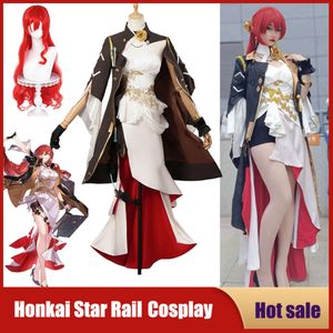 Cosplay Anime Game Honkai: Star Rail Cosplay Kostuum Honkai Himeko Rode Gesp Cospaly Pruik Feest Carnaval Sexy Avondjurk voor Vrouw