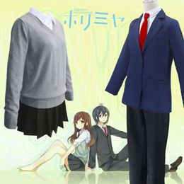 Costume de Cosplay Anime Horimiya Kyouko, perruque, jupe, pull, chemise, uniforme scolaire JK pour femmes Hori San à Miyamura Kun