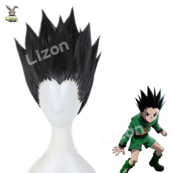 Perruque de Cosplay Anime Hunter X Gon Freecss, perruque courte noire verte Freaks résistante à la chaleur, perruque de fête