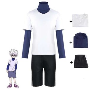 Cosplay Anime Hunterhunter Killua Zoldyck Cosplay Kostuum Volwassen Vrouw Man Top Voering Shorts Halloween Carnaval Party Pak