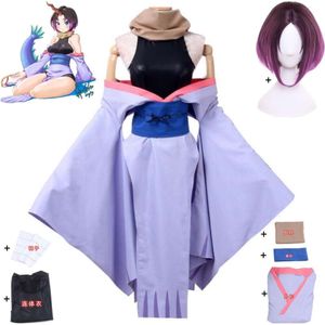 Cosplay Anime Ji Elma Miss Kobayashi S Dragon Maid Cosplay disfraz peluca abrigo mono mujer Sexy kimono Albornoz traje Hallowen traje