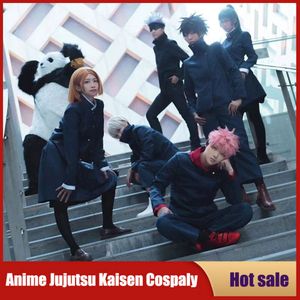 Cosplay Anime Jujutsu Kaisen Cosplay Gojo Satoru Kostuum Top Broek Blauw Zwart Middelbare Schooluniform Unisex Halloween Carnaval Feestpruikset