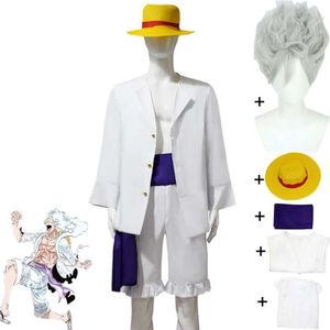 Cosplay Anime Monkey D Luffy Cosplay Costume perruque chapeau Wano Kuni pays soleil dieu blanc uniforme Halloween carnaval fête jeu de rôle Costume