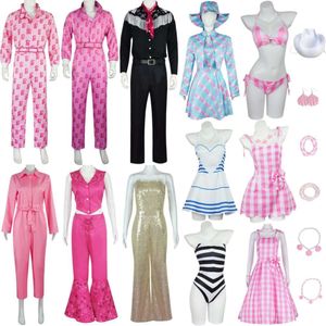 Cosplay Anime Film Babi Ken Cosplay Kostuum Volwassen Kind Roze Prinses Jurk Jumpsuit Sportkleding Blauwe Kleding Halloween Pak