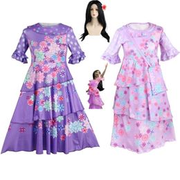 Cosplay Anime film Encanto Isabela Madrigal Cosplay déguisement perruque charme fille adulte enfant anniversaire rose violet robe de princesse Hallowen