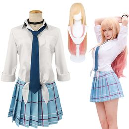 Cosplay Anime My Dress Up Darling Kitagawa Marin Cosplay vestidos uniforme escolar peluca pendientes traje niñas