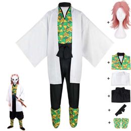 Cosplay Anime Sabito Demon Slayer Kimetsu No Yaiba, Costume de Cosplay, perruque, uniforme de Kimono japonais pour adulte et enfant, Costume de fête de carnaval d'halloween