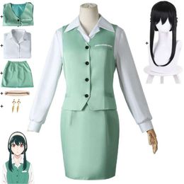 Cosplay Anime Spyfamily Yor Forger Briar Horn Principessa Costume Cosplay Parrucca Uniforme da lavoro Donna sexy Vestito verde Abito di Hallowen