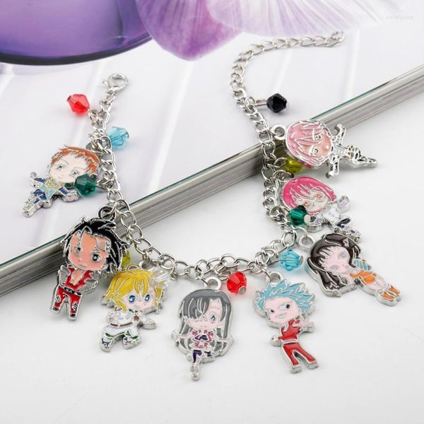 Cosplay Anime The Seven Deadly Sins figura Meliodas Ban Diane esmalte pulseras brazaletes para Mujeres Hombres Fans niños joyería regalo cadena de eslabones