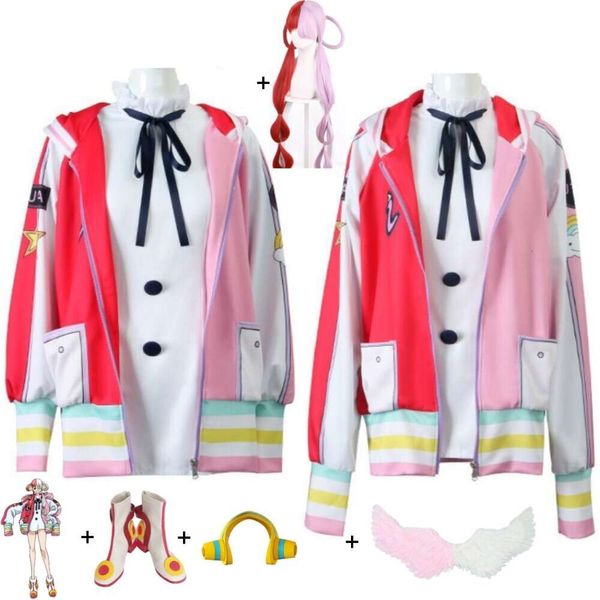 Cosplay Anime Uta Théâtre Version Film Rouge Fille De Shanks Cosplay Costume Perruque Ailes Chaussures Casque Adulte Enfant Halloween Costume