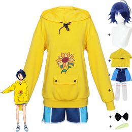 Cosplay anime maravilha ovo prioridade ohto ai cosplay traje peruca amarelo suower moletom com capuz esporte pulôver shorts terno de halloween