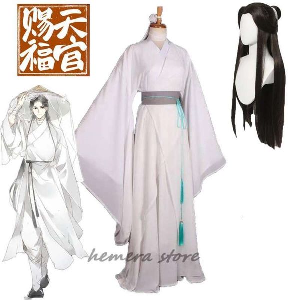 Cosplay Anime Xie Lian Costume Tian Guan Ci Xielian Cosplay Costumes haut perruques Halloween accessoire hommes femmes blanc Han Fu vêtements