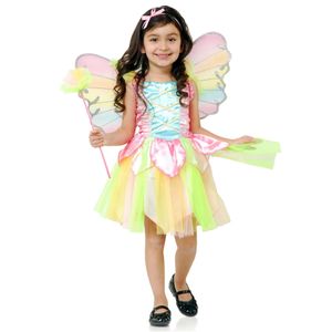 Cosplay Baby Meisjes Fee cosplay Jurk met vleugel Kerst Halloween Kostuum Zomerjurken Prinses show voor Verjaardagsfeestje HC46