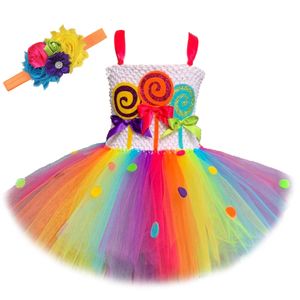 Cosplay Baby Girls Rainbow Candy Tutu -jurk Lollipop Halloween -kostuums voor kinderen Girl Candyland Party Princess Dresses Birthday Outfits 230406
