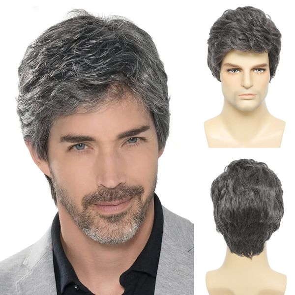Cosplay Bchr Men's Hers Mens Grey Wig Costume Natural Hair Costume Halloween Time résistant aux perruques synthétiques pour hommes Male 231011