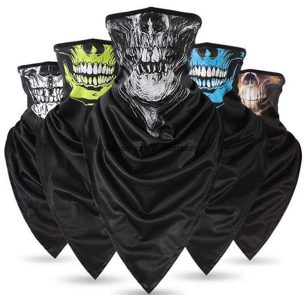 Cosplay Vélo Ski Crâne écharpes Demi-Visage Unisexe Halloween Masque Fantôme Écharpe Bandana Cache-Cou Parti bandeau Magique Turban masques de cyclisme