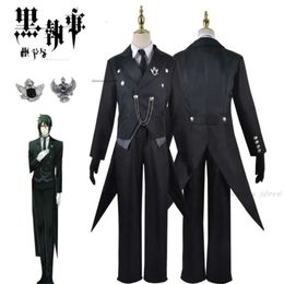 Cosplay negro Butler Anime japonés Kuroshitsuji Sebastian Michaelis Cosplay disfraz de Halloween uniformes Unisex