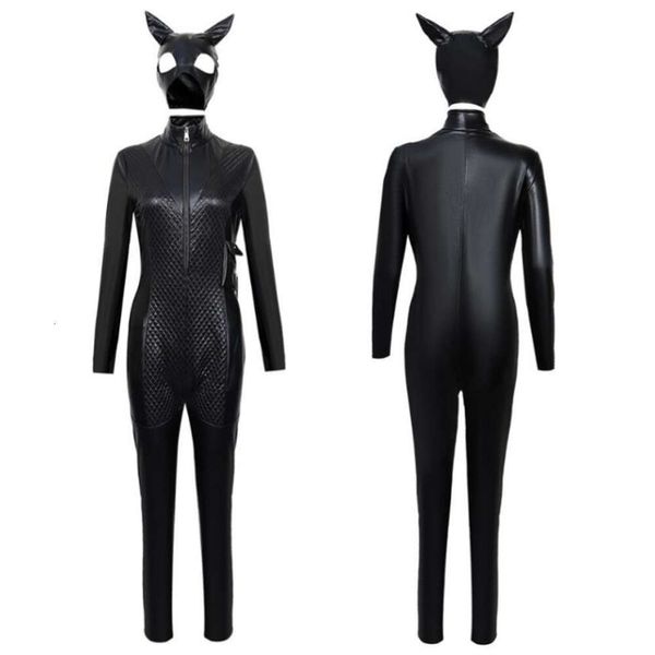 Cosplay Catwomen chat fille Sexy femme Cosplay Costume Anime discothèque noir combinaison serrée body Hallowen carnaval Costume de fête