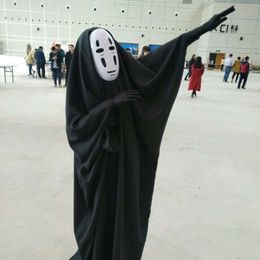 Cosplay de Chihiro, hombre sin rostro, máscara de dibujos animados, guantes, Kimono, capa de fantasma de Halloween, disfraz de actuación